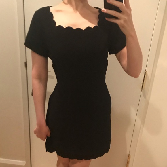 Club Monaco Avaline scalloped black mini dress - Picture 2 of 16